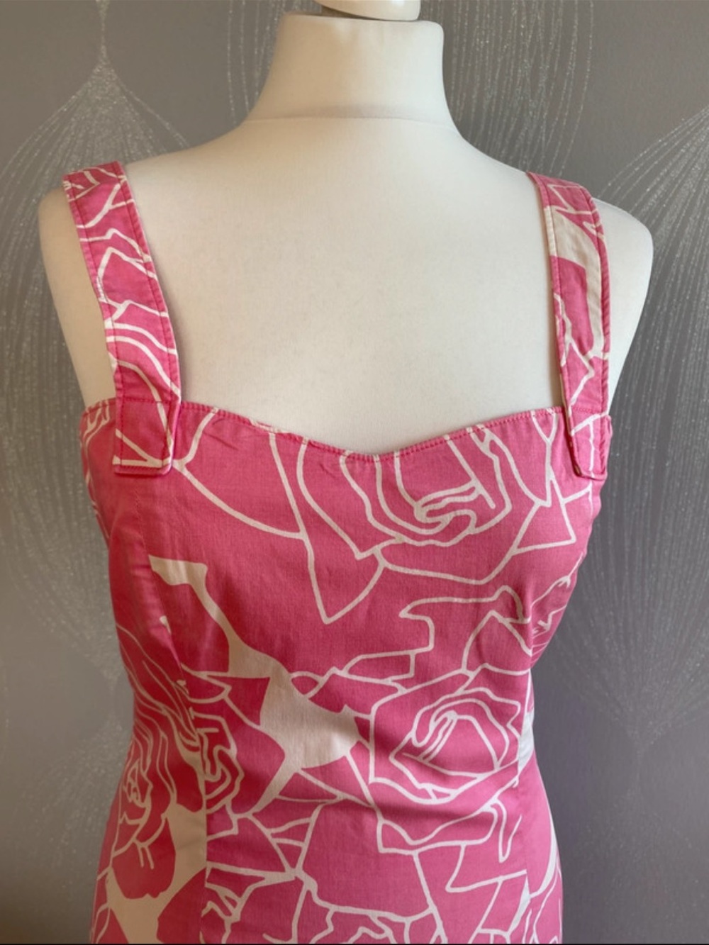 Vintage Versace Jeans Couture Pink Floral Print Sheath Dress